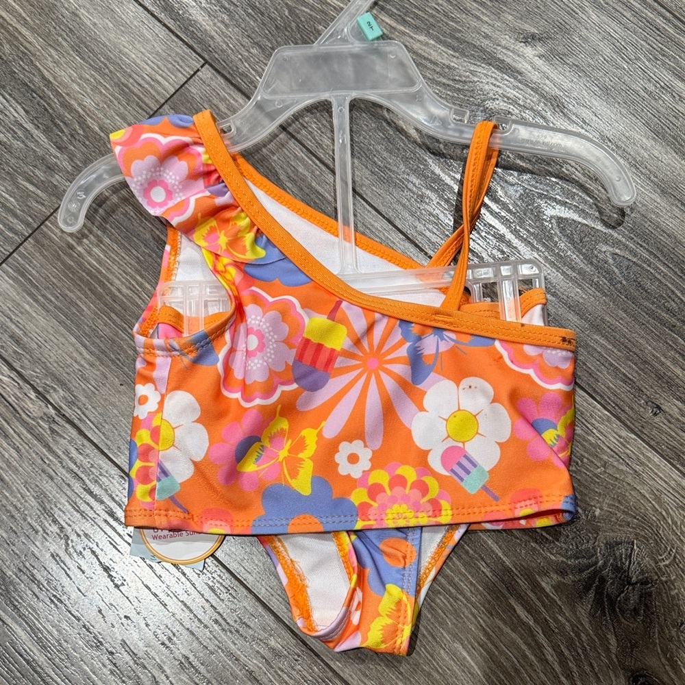 NWT Girl Vibrant Floral Kids Bikini Set